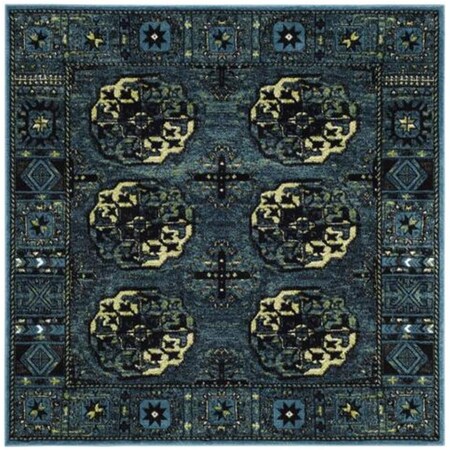 Flowers First 6 ft. 7 in. x 6 ft. 7 in. Square Vintage Hamadan Power Loomed Area Rug, Blue & Multi Color FL1889507